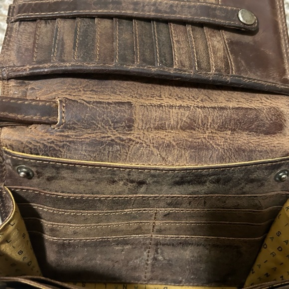 Adrian Klis crossbody wallet EUC Brown Leather Wallet with multiple billfolds - Picture 5 of 16